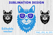 Cat in Sunglasses Sublimation Design, an Object Graphic by ArtIrisArt (Thumbnail 1 of 5)