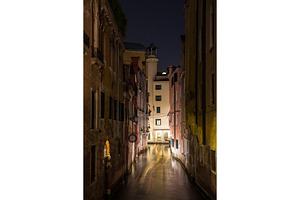 Narrow canal in venice at night stock photo containing venice and night, an Architecture Photo by Leonid Andronov