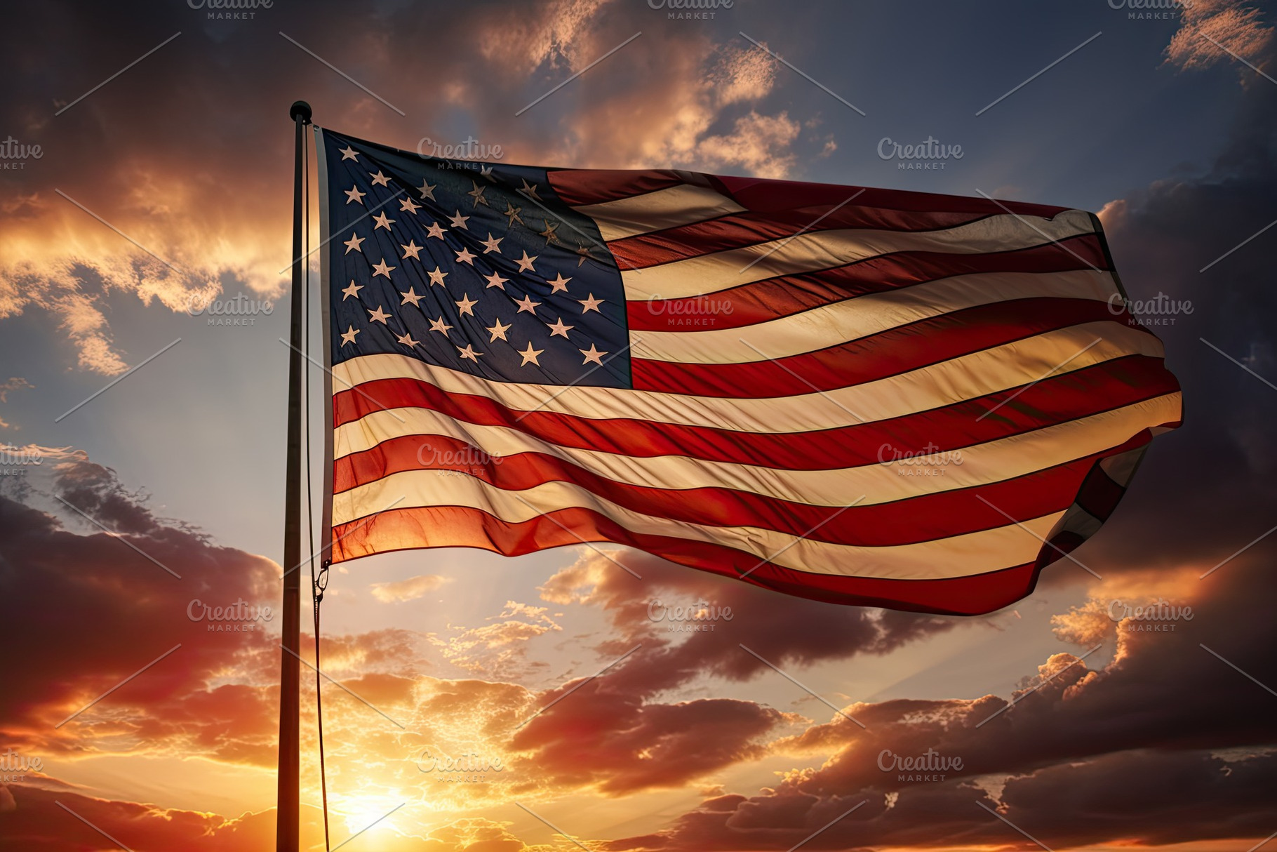 American flag waving in the wind at, a Photo by Iftikhar Alam