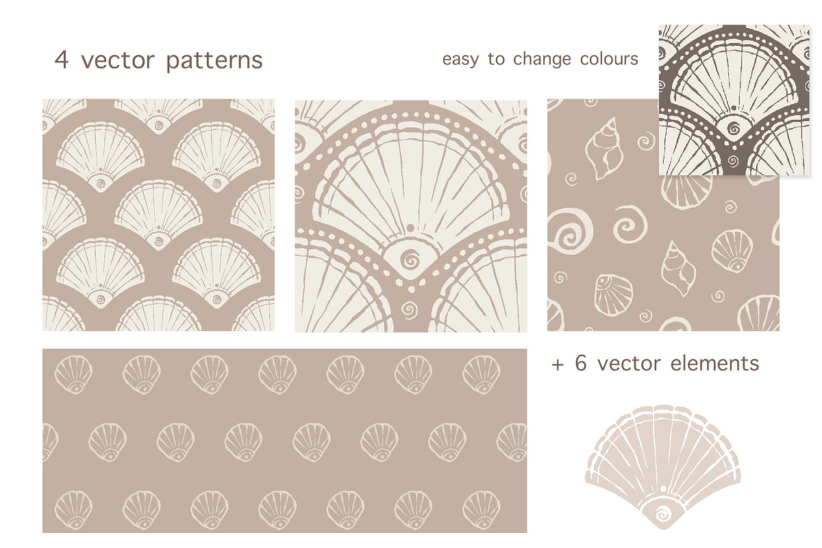 Seashells - Patterns and elements, a Pattern Graphic by Leksart (Photo 7 of 10)