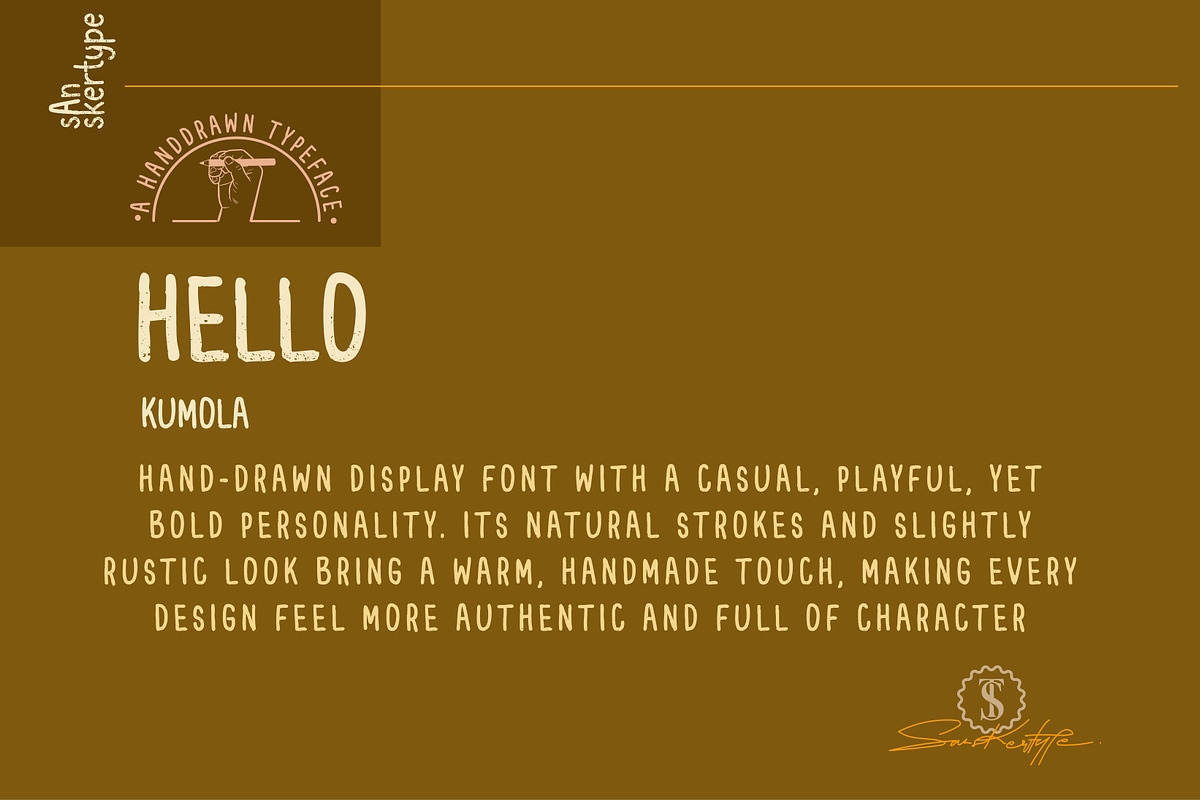 Kumola - Playful Rustic Typeface, a Font by Sanskertype Studio (Photo 2 of 7)