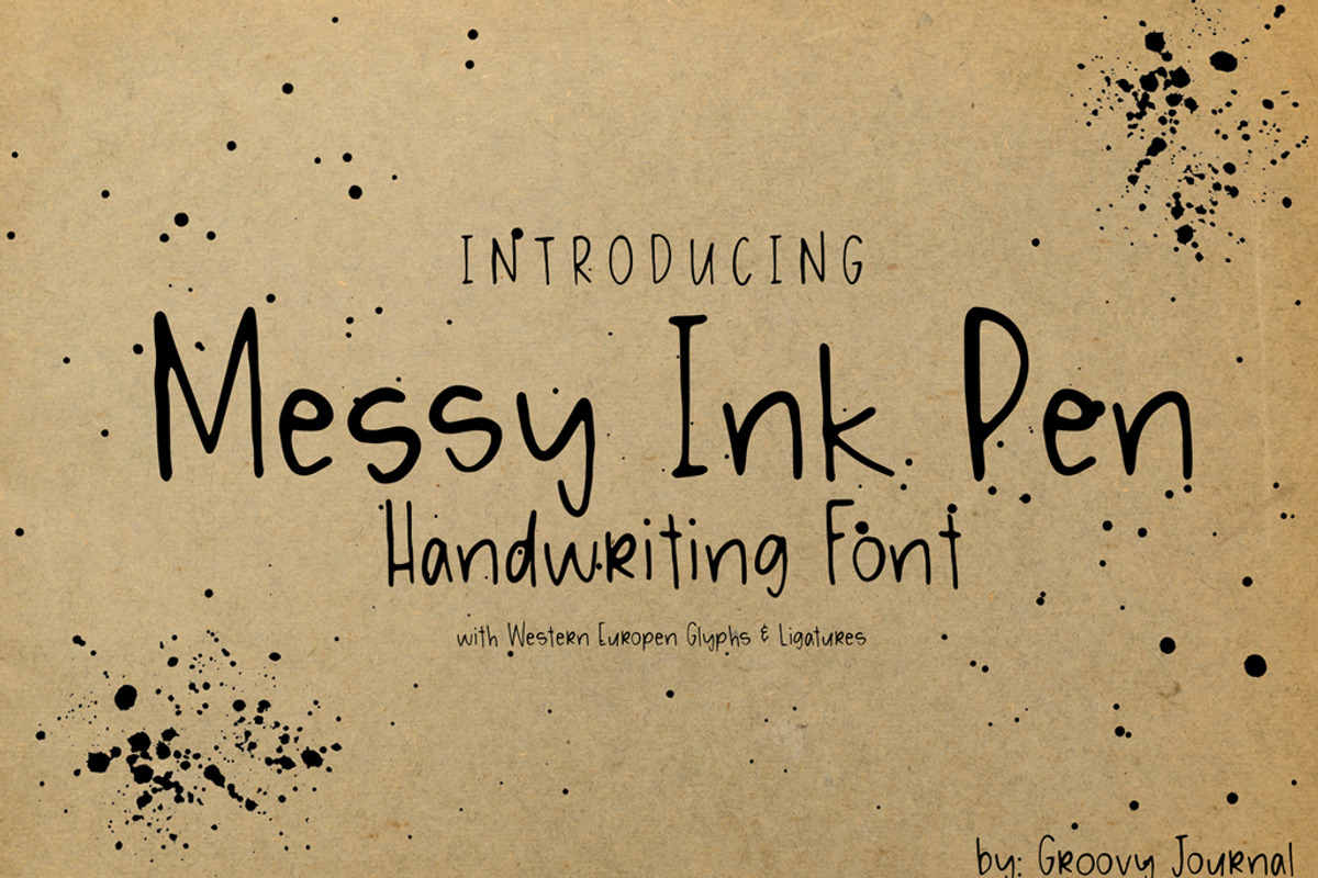 Messy Ink Pen Handwriting Font, a Handwritten Font by Groovy Fonts by Mindy (Photo 1 of 6)