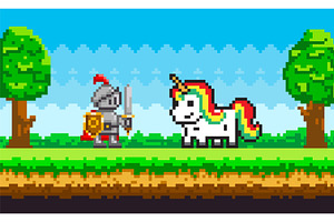 Rainbow Unicorn And Knight In Armor