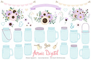 Lilac Wedding Mason Jar Cliparts, an Illustration by Avenie Digital (Thumbnail 1 of 2)