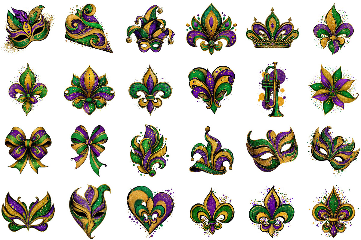 Mardi Gras Glitter Sublimation Bundl, an Illustration by Sublimation Artist (Photo 2 of 6)