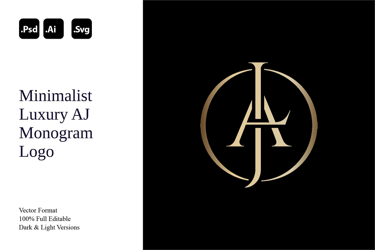 Minimalist Luxury AJ Monogram Logo, a Branding & Logo Template by Luxury Logos (Photo 1 of 4)