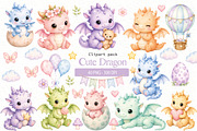 Cute Dragon Clipart PNG Bundle, an Animal Illustration by Villa 11 Estudio (Thumbnail 1 of 3)