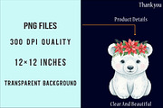 Watercolor Polar Bear Christmas PNG, an Illustration by SinaCreation (Thumbnail 6 of 7)
