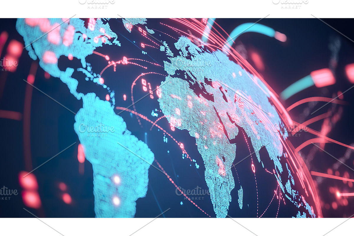 Digital global network map with, a Technology Illustration by Lermont51