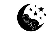 Adorable sleeping moon baby decor, an Illustration by Amazin_art (Thumbnail 21 of 25)