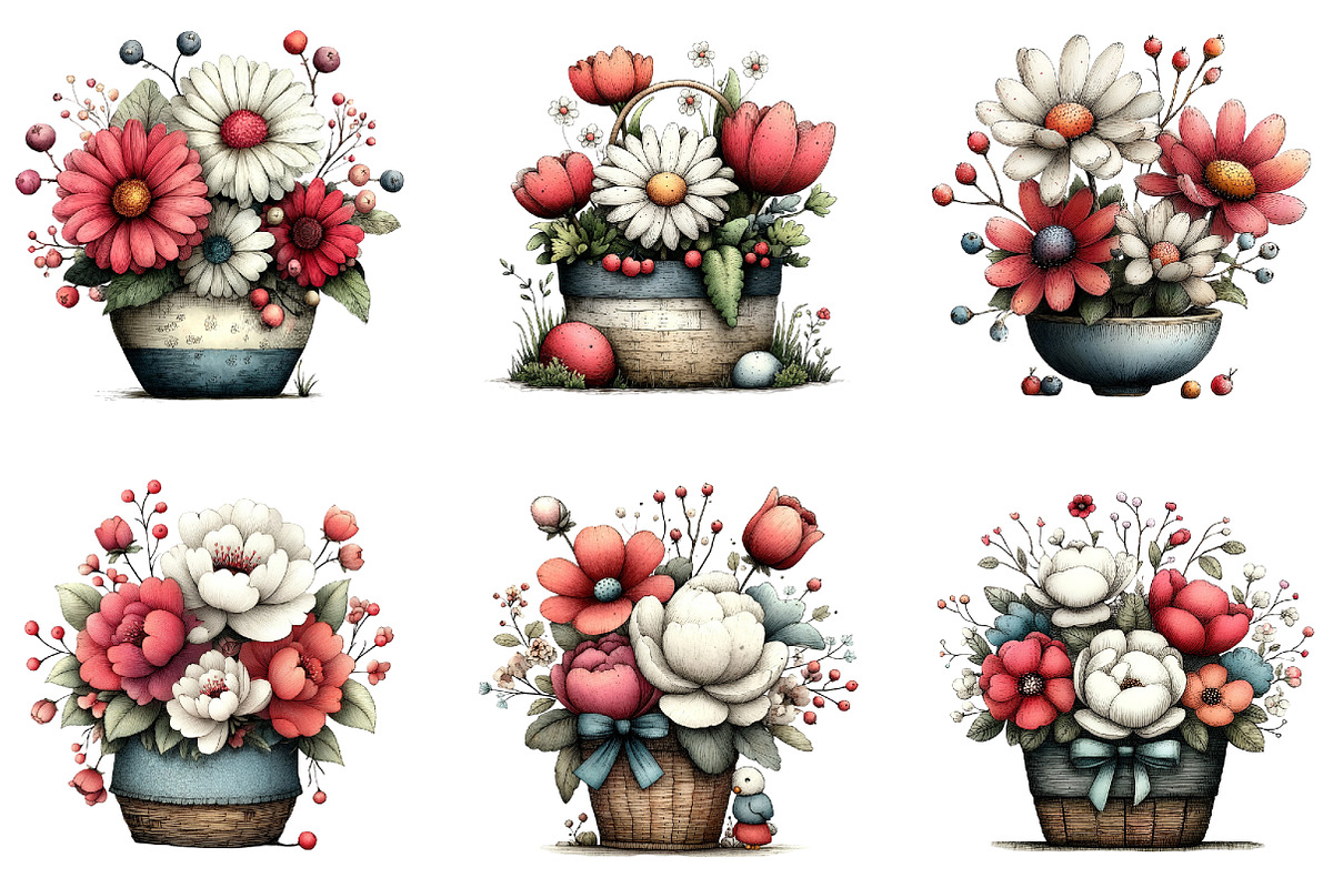 Spring Flower Basket Clipart, an Illustration by Sublimation Artist (Photo 5 of 7)