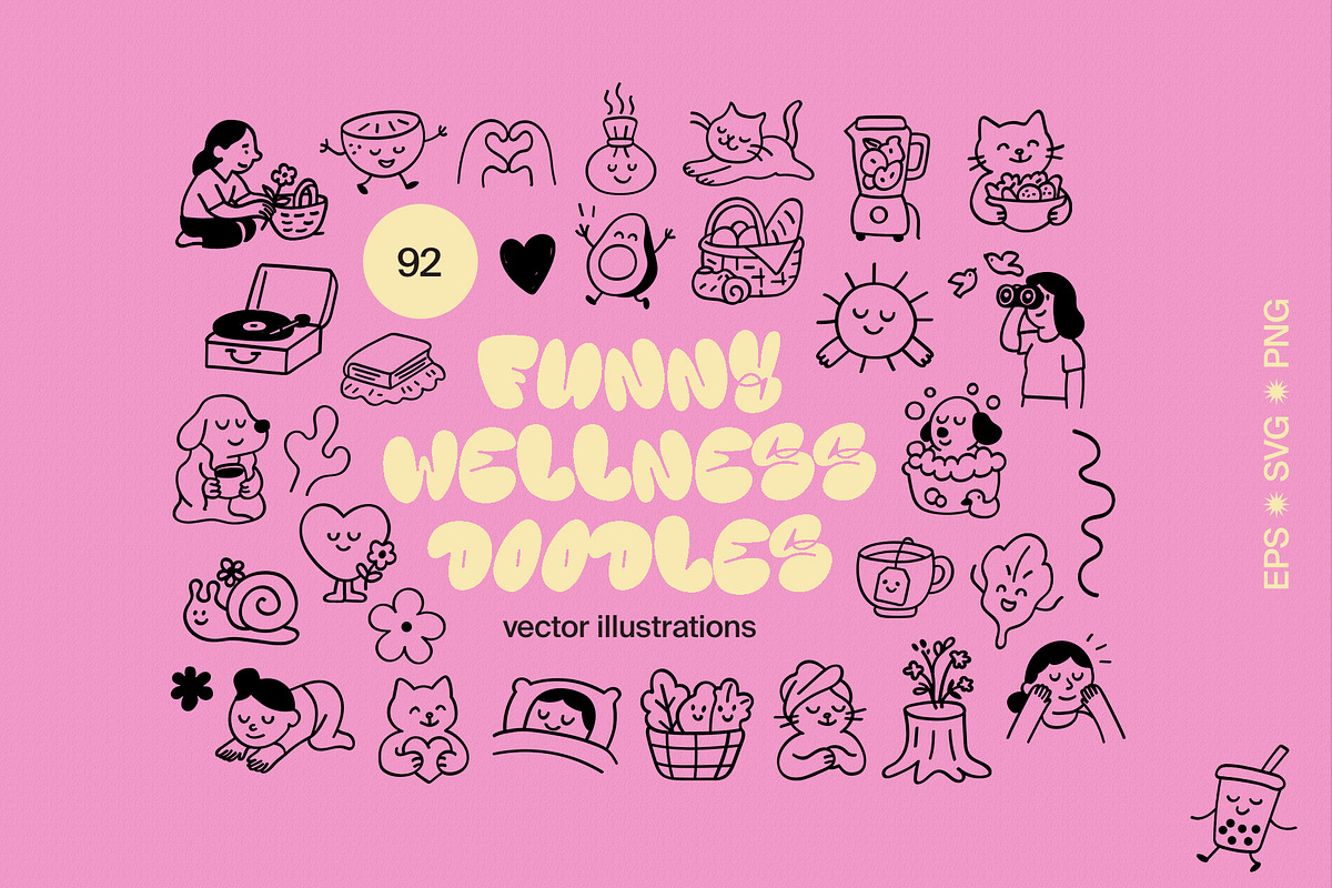 Funny wellness doodles, an Object Graphic by divanovskaya_nv (Photo 1 of 10)