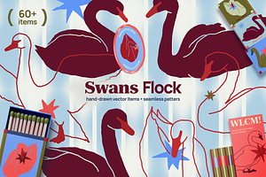 Hand-Drawn Swan Vector Bundle
