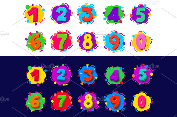 Colored cartoon numbers. preview 5