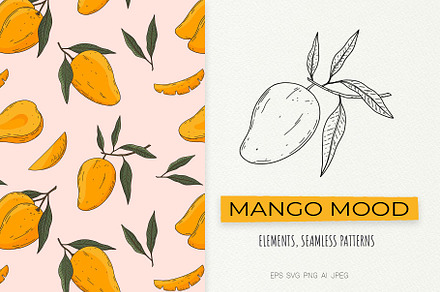Tropical Mango Clipart & Patterns