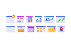Set of 3d vector interface icons for, a Technology Illustration by Abscent