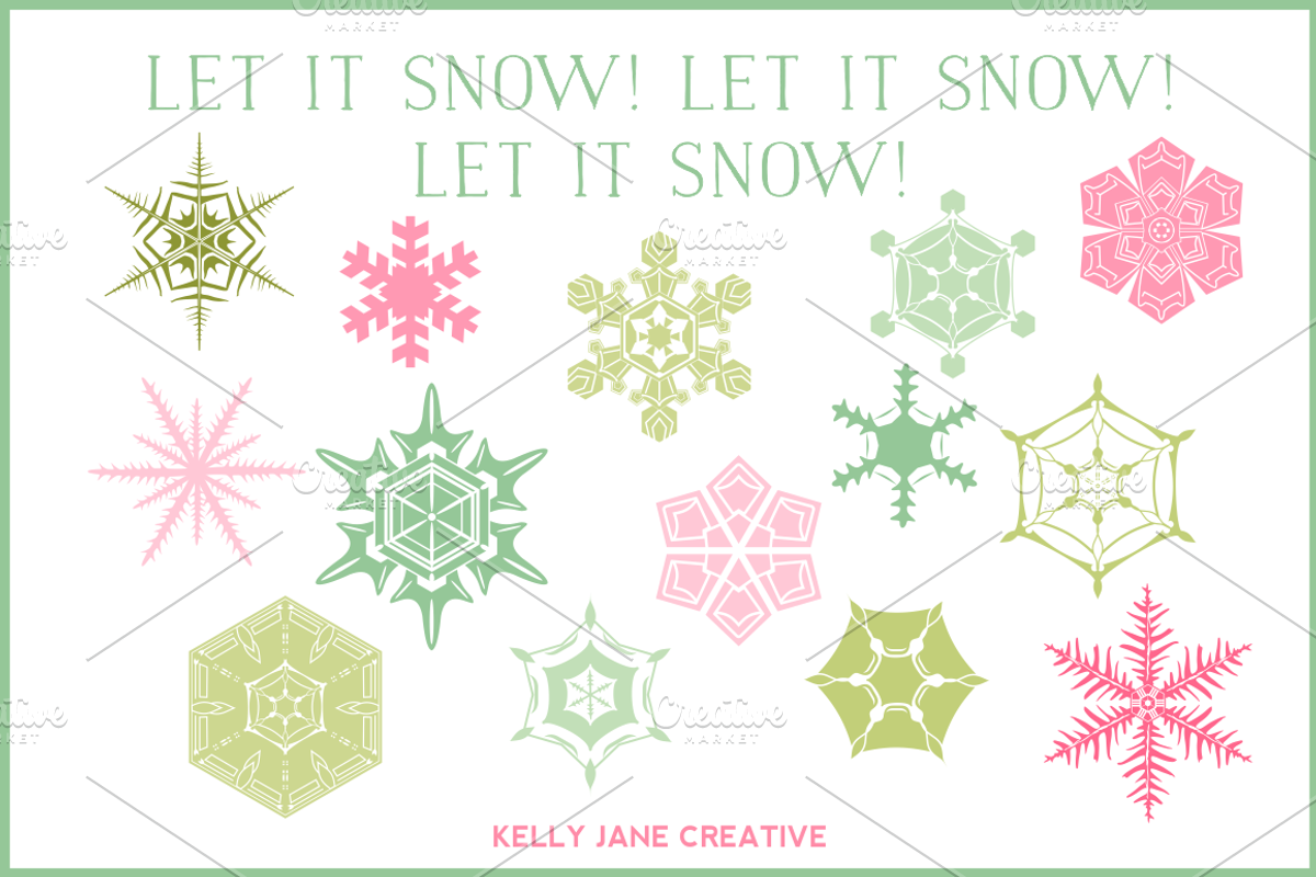 Pastel Snowflakes Vector, an Illustration by Kelly Jane Creative