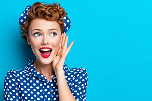 Surprised retro pin-up woman, a Person Photo by MistyDay