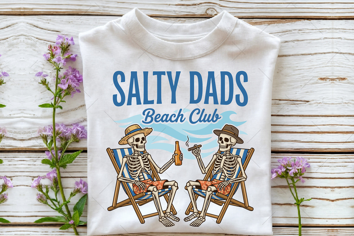 Funny Skeleton Salty Dads Beach Club, an Illustration by OK Design (Photo 2 of 5)