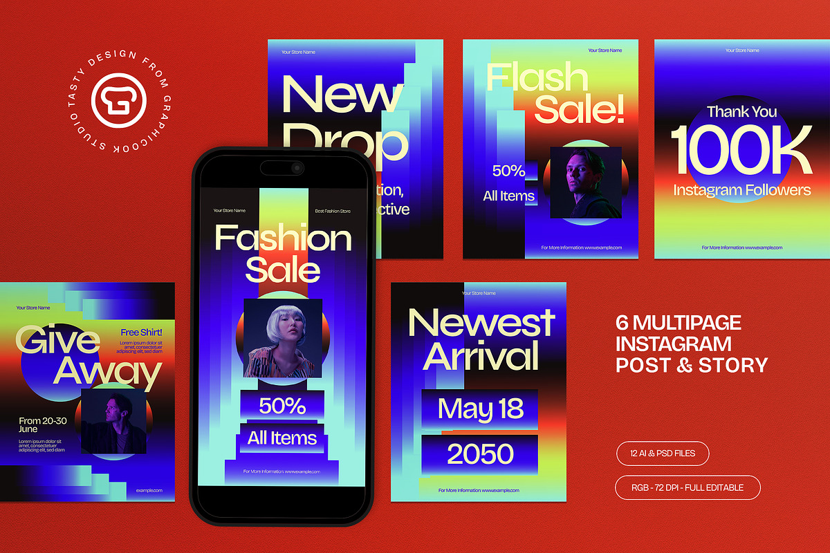 Blue Bold Fashion Sale Instagram Set, a Social Media Template by graphicook (Photo 1 of 3)