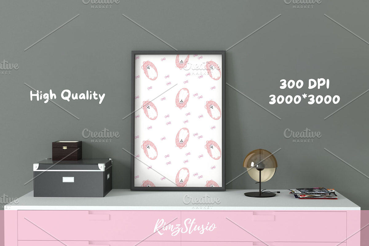 Coquette Ghost Frame Seamless Patter, a Seasonal Illustration by RimzStudio (Photo 3 of 5)