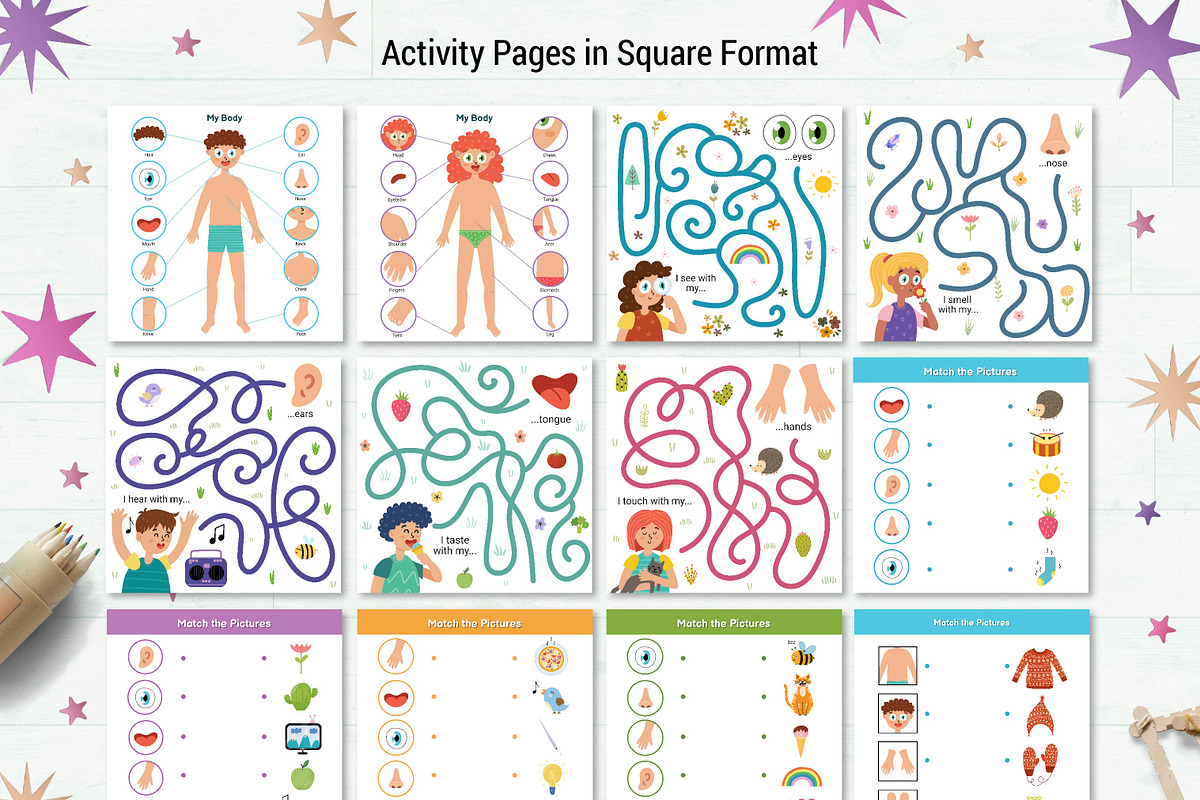 Body Parts Activity Pages, an Education Illustration by Gulnara Sabirova (Photo 6 of 12)