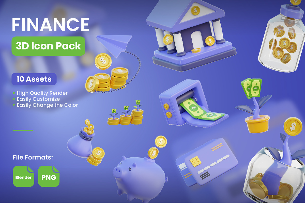 Finance 3D Icons, an Object 3D Model by Moonstd (Photo 1 of 3)