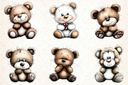 Cute Teddy Bear Emotions Clipart, an Illustration by DreamCafeArt (Thumbnail 2 of 8)