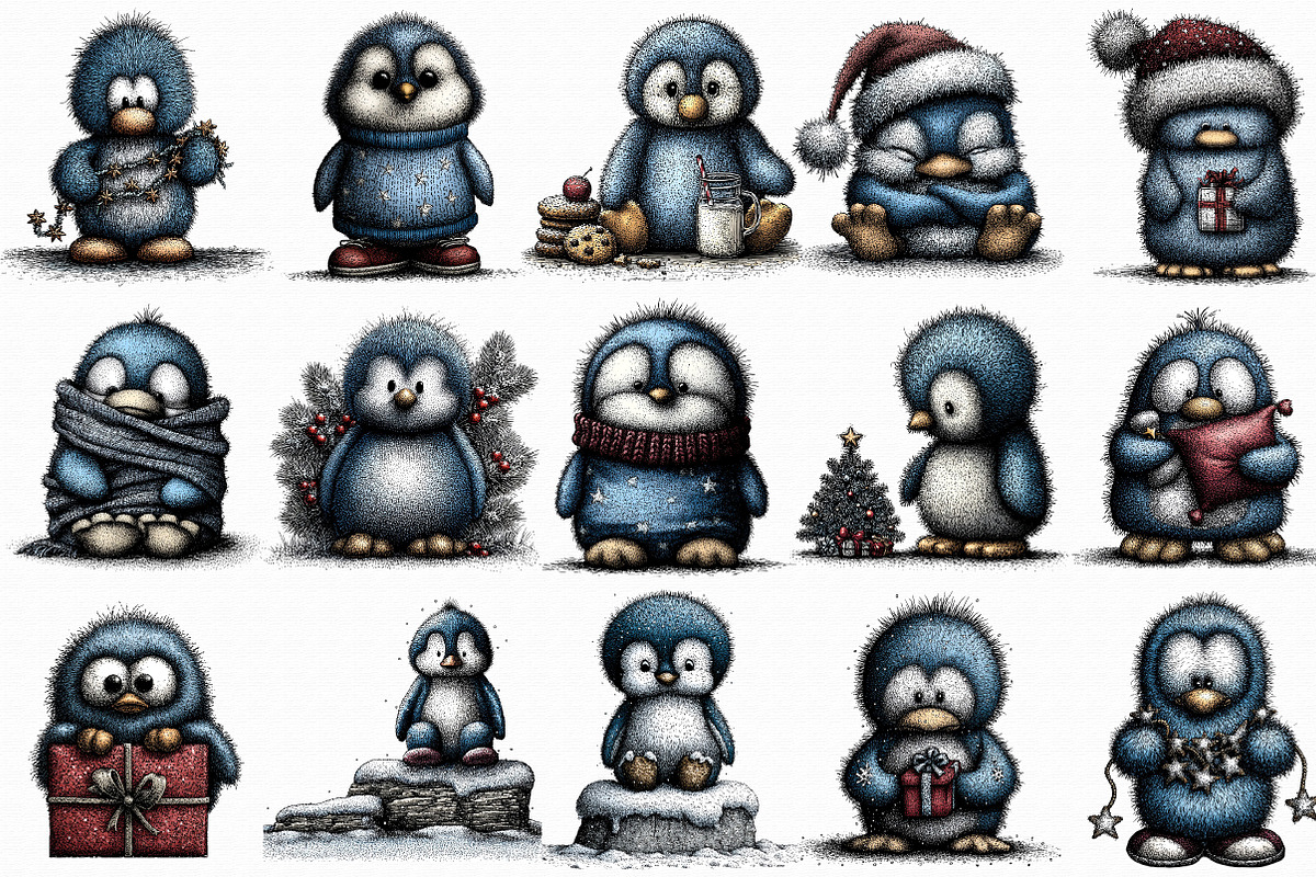 Christmas Ice Blue Penguin Clipart, an Illustration by Libby Wishes (Photo 6 of 7)