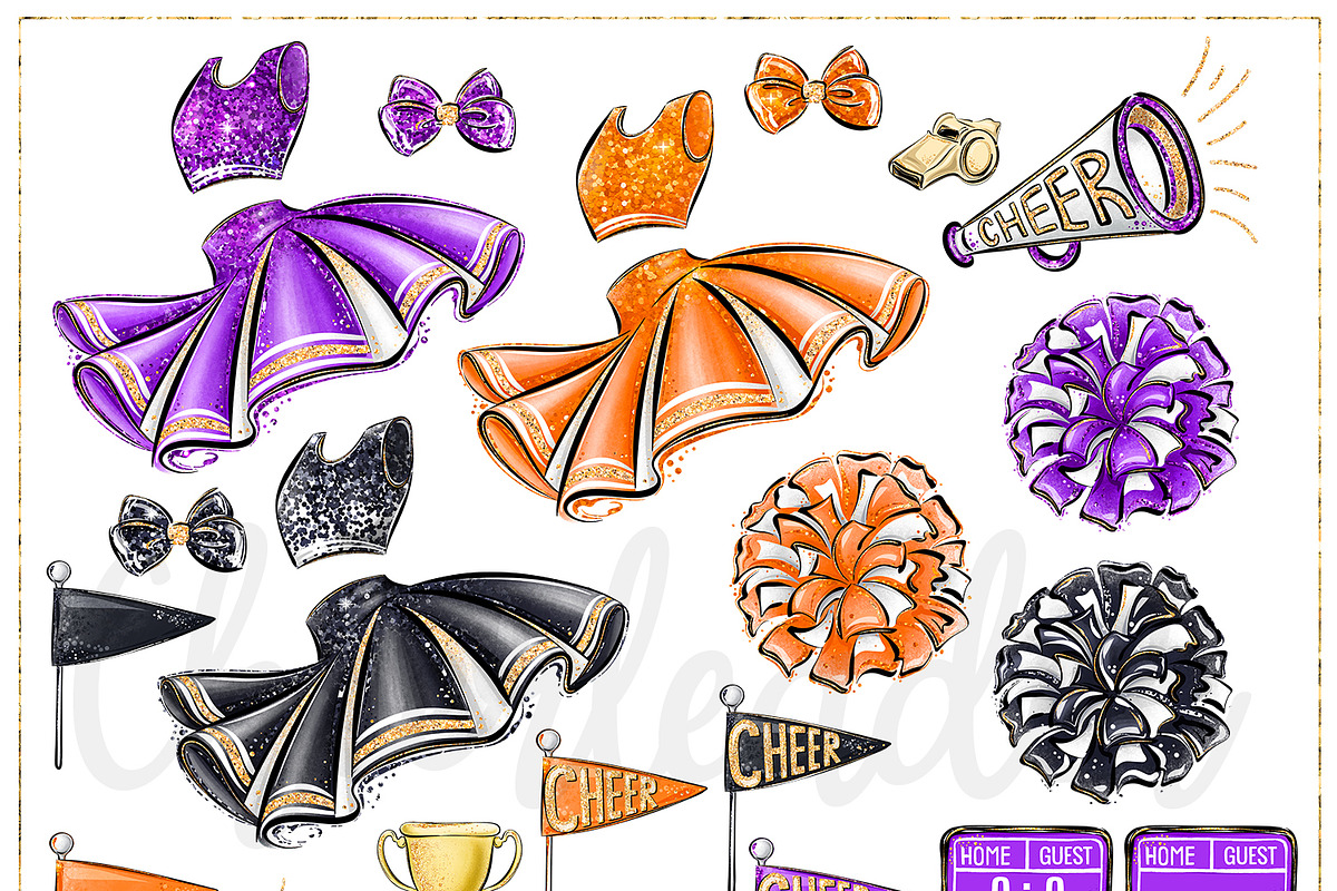Cheerleader Hand Drawn Clipart, a Sport Illustration by Masha  Studio (Photo 5 of 13)