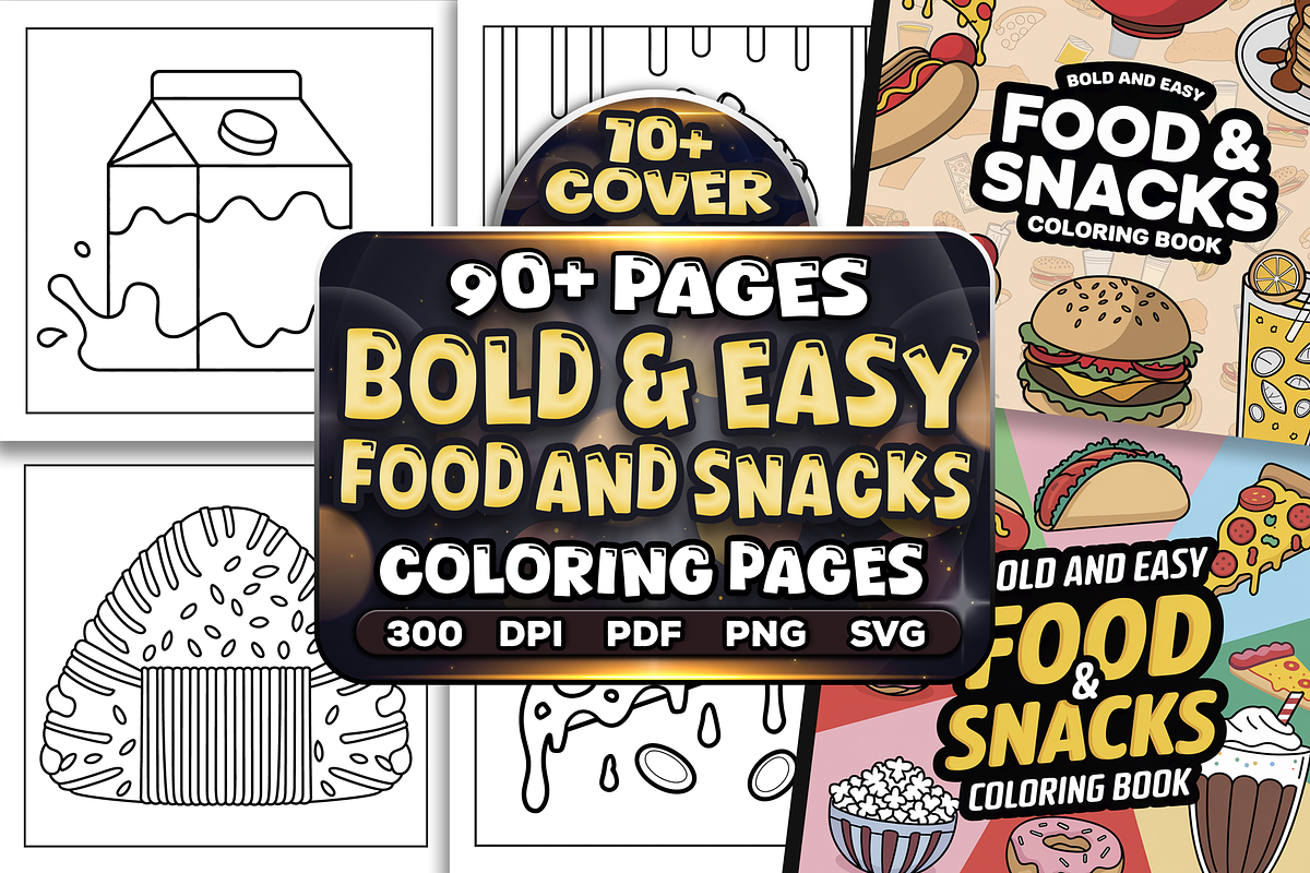 Bold Easy Food and Snacks Coloring, a Food Illustration by Craftsbeefy (Photo 1 of 4)