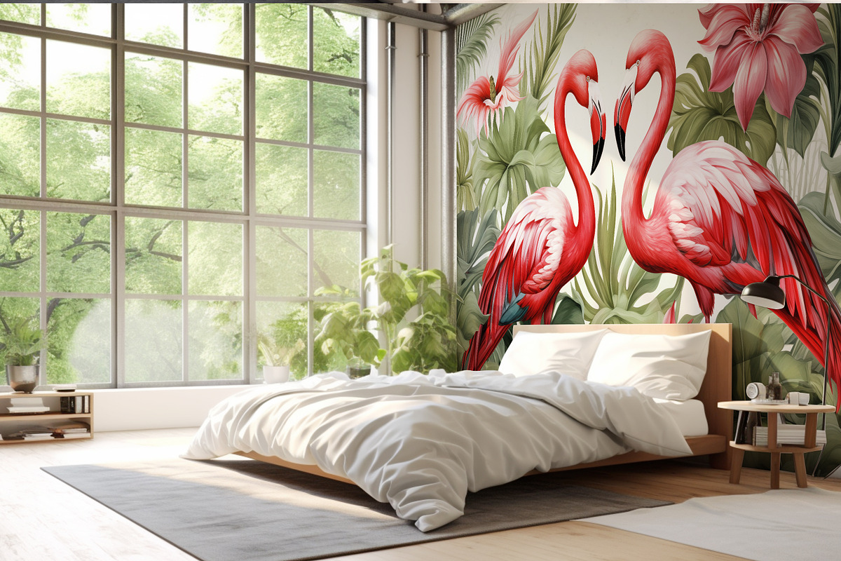 Hand drawn flamingo wallpaper, a Wallpaper Graphic by Muzi pear studio (Photo 8 of 12)