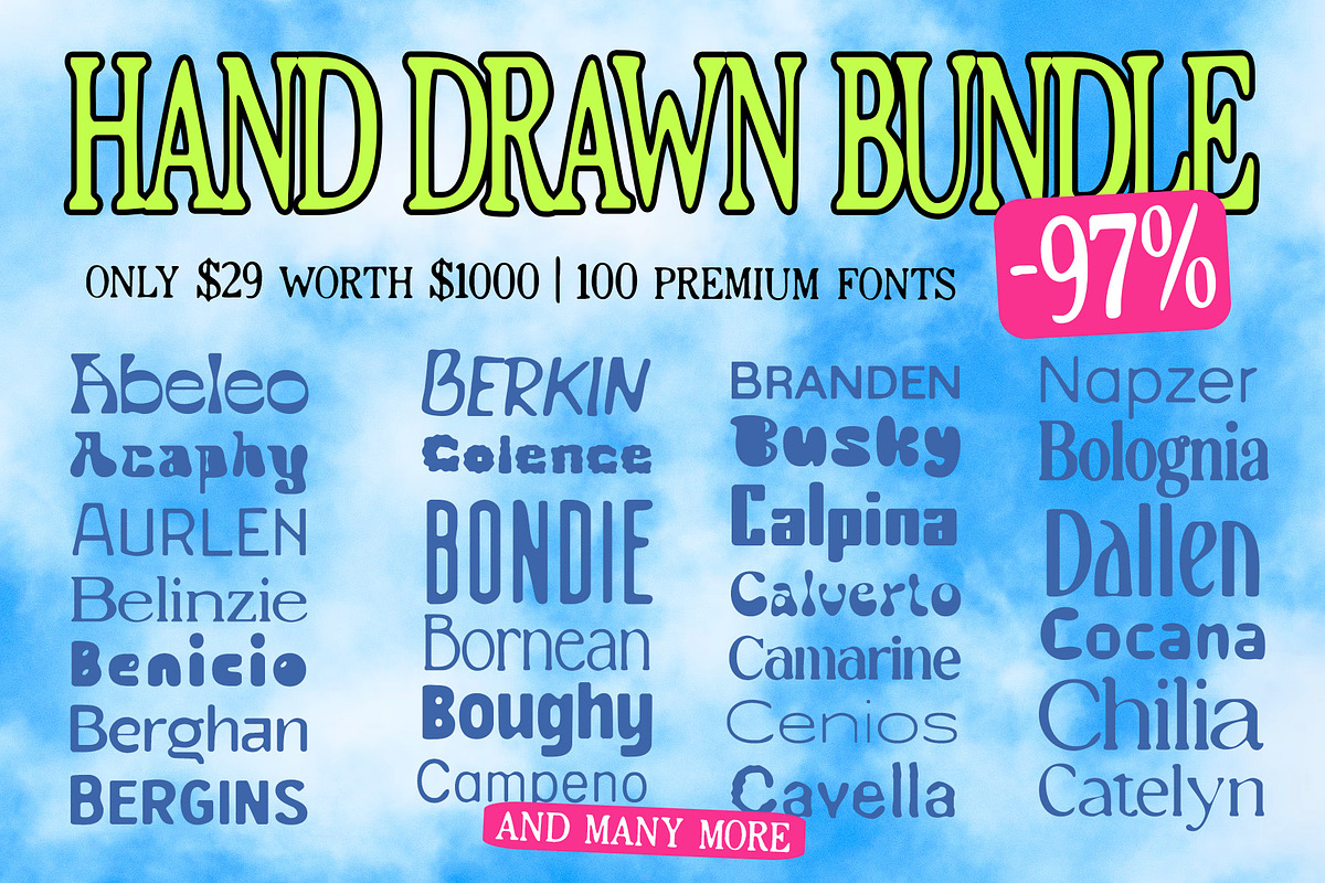 97% OFF HAND DRAWN FONT BUNDLE, a Serif Font by Craft Supply Co. (Photo 1 of 10)