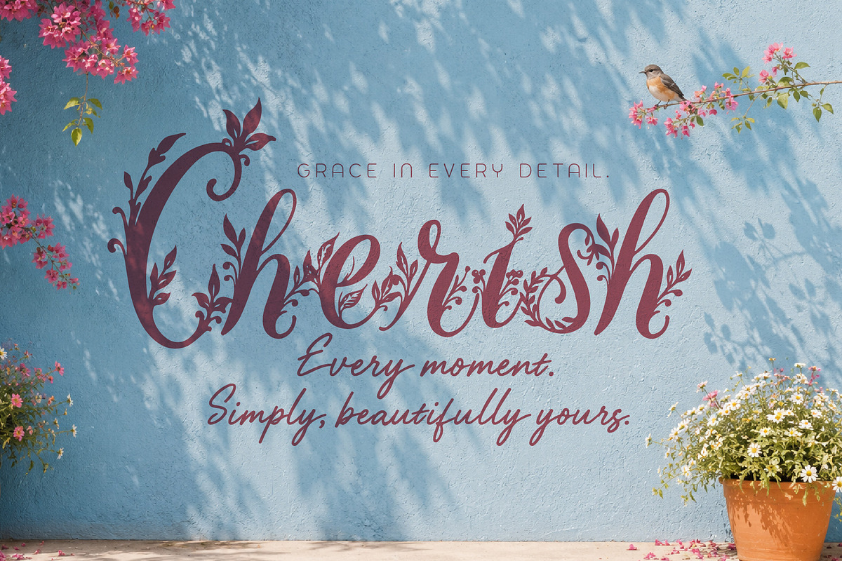 WynsteraQalis Decorative Floral font, a Script Font by HypeWorksCo (Photo 5 of 24)