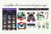 Retro Pugmas Clipart, a Seasonal Illustration by Anna Design Studio (Thumbnail 10 of 12)