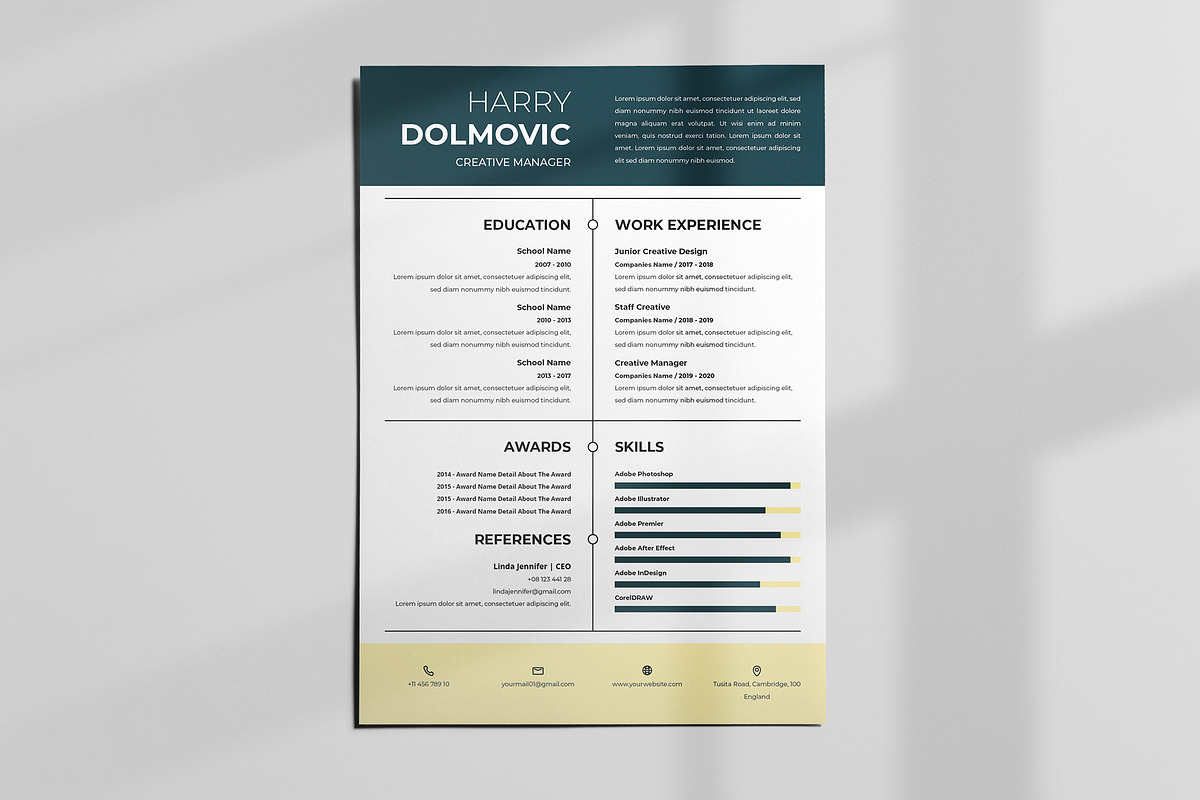 Clean Modern Resume Template, a Resume Template by Jiwstudio (Photo 1 of 2)