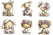 whimsical easter animal clipart, an Illustration by CreationArt (Thumbnail 4 of 6)