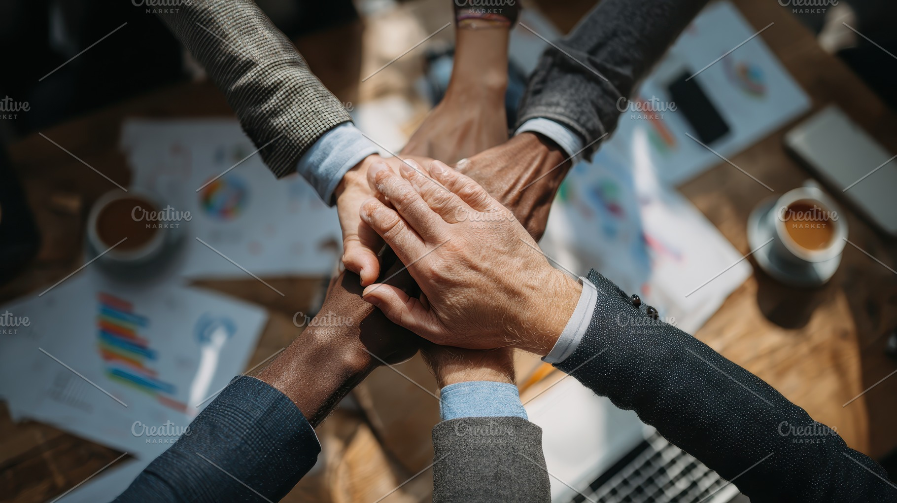 Teamwork Hands United Business Succe, a Photo by Pixeness Studio