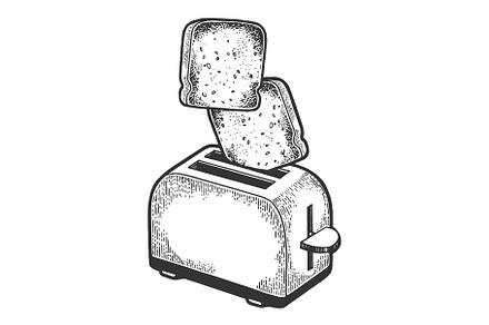 Toaster flying out toast sketch, a Food Illustration by AlexArt