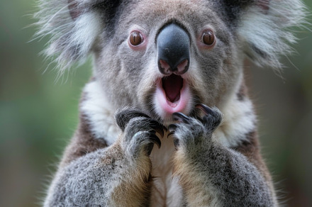 Very surprised koala with open mouth, an Animal Photo by Handmadefont