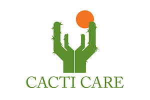 Cactus logo with caring hands, an Object Illustration by LogosDen