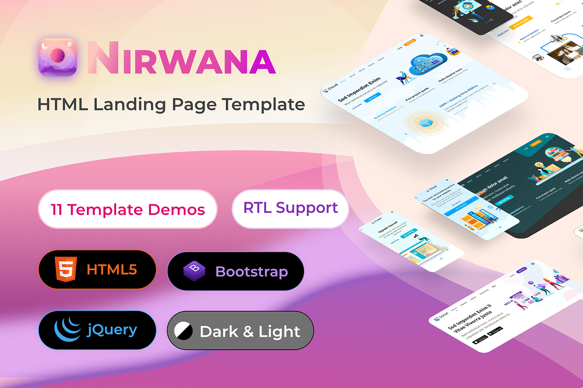 Nirwana HTML Landing Page Collection, a HTML Template by UInstrument (Photo 1 of 19)
