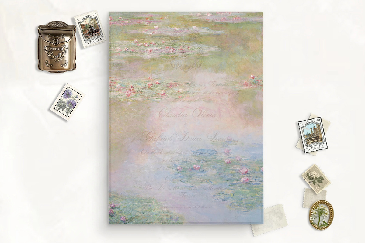 Waterlilies Printable Vellum Overlay, an Invitation Template by SilverJoyAtelier (Photo 2 of 2)