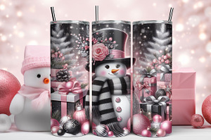 Christmas Snowman Tumbler Wrap, a Seasonal Illustration by YA Design