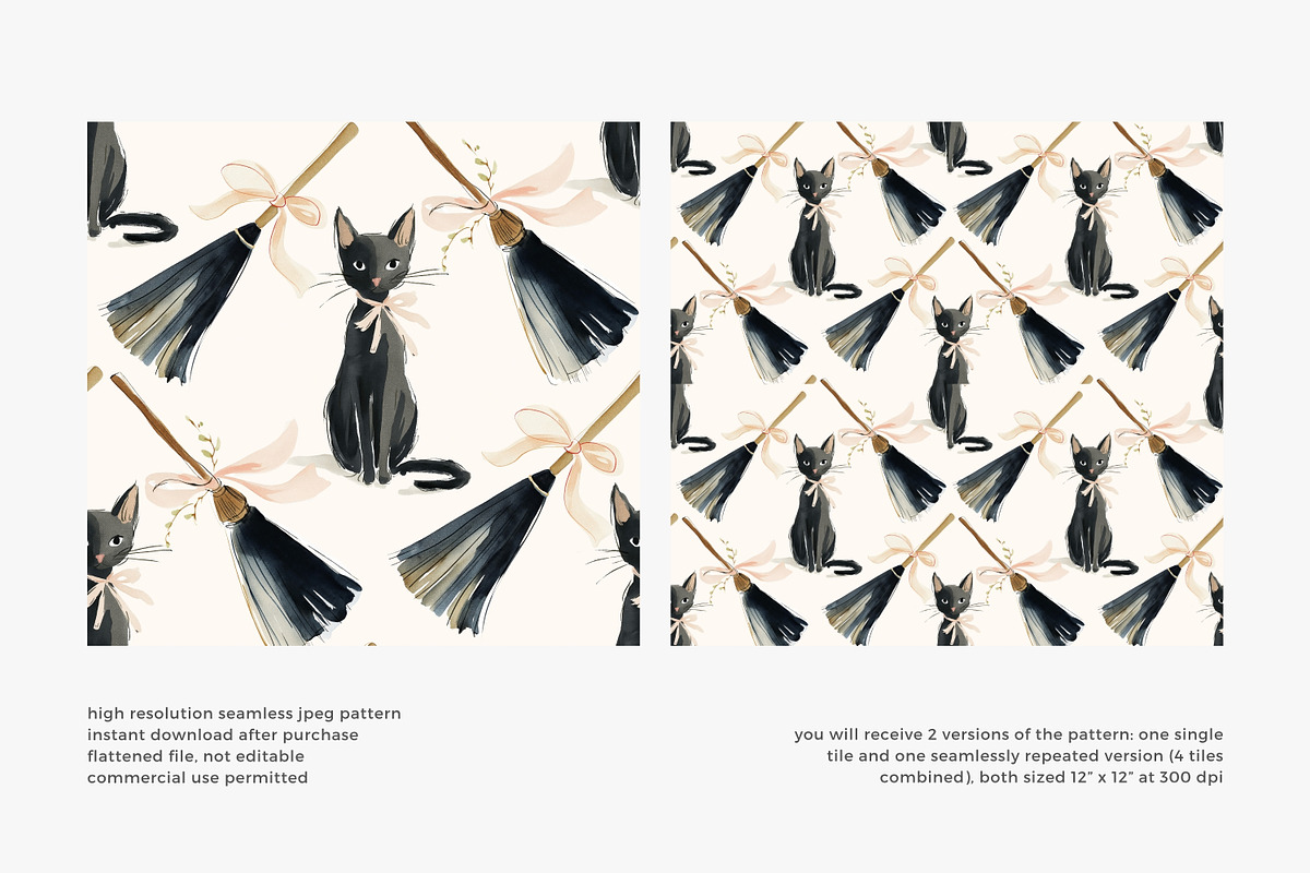 black cat seamless pattern, a Pattern Graphic by Pink Studio Art (Photo 3 of 4)
