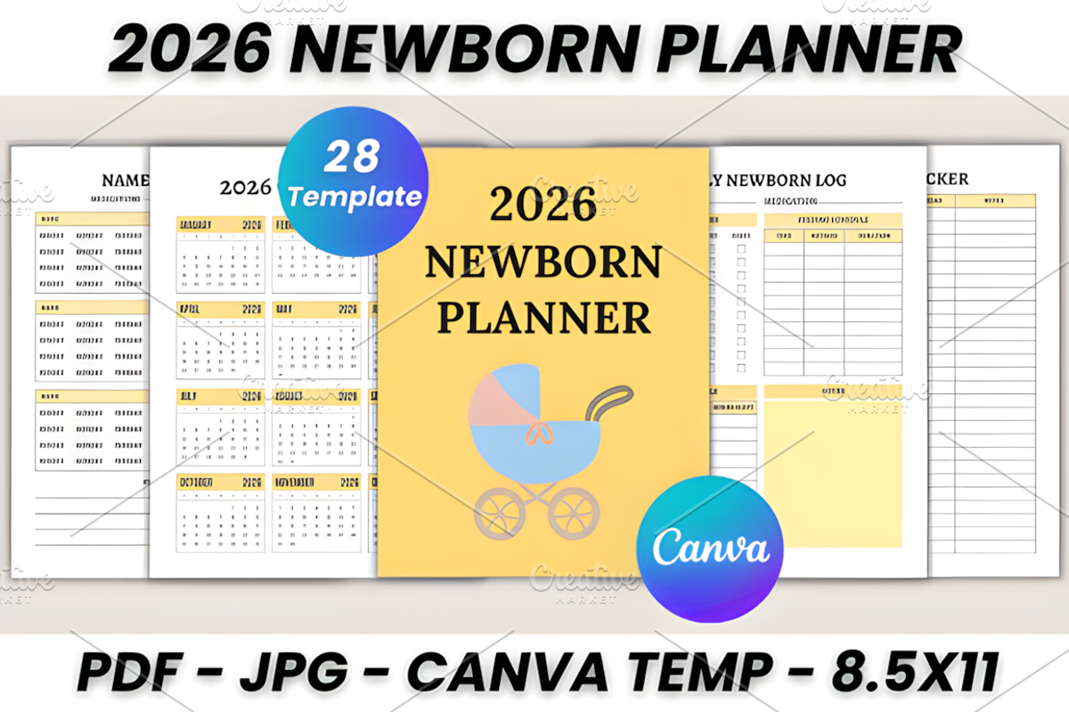 2026 Newborn Planner Canva Template, a Marketing Template by Ink Gallery (Photo 1 of 10)