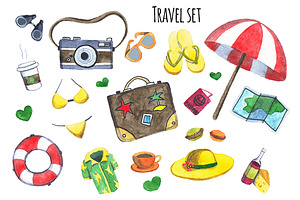 Watercolor set. It's time to travel.