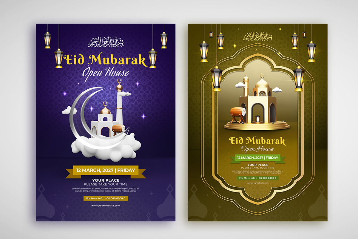 Luxury Eid Mubarak Flyer Template, a Flyer Template by Modaldesain (Photo 2 of 2)