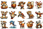 Watercolor Enjoy Animals Clipart, a Seasonal Illustration by designcity5 (Thumbnail 2 of 5)