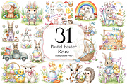 Pastel Retro Easter PNG Clipart Set,, an Animal Illustration by KennedyStudio (Thumbnail 1 of 4)